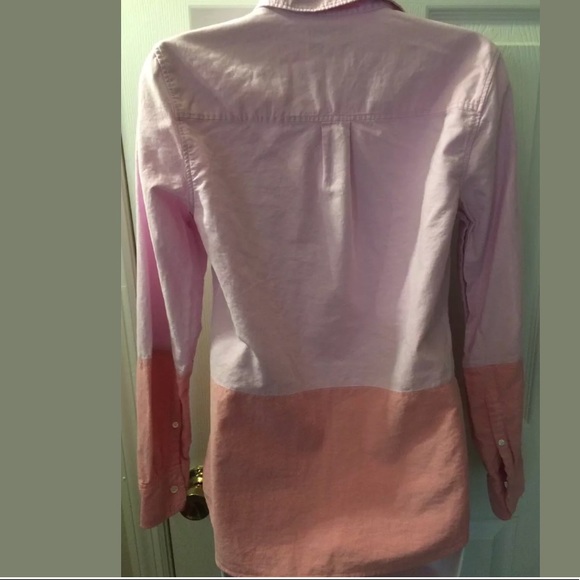 J. CREW Boy Color Block Oxford Shirt Top Blouse Button Down Pink Ted Collared - Picture 6 of 8
